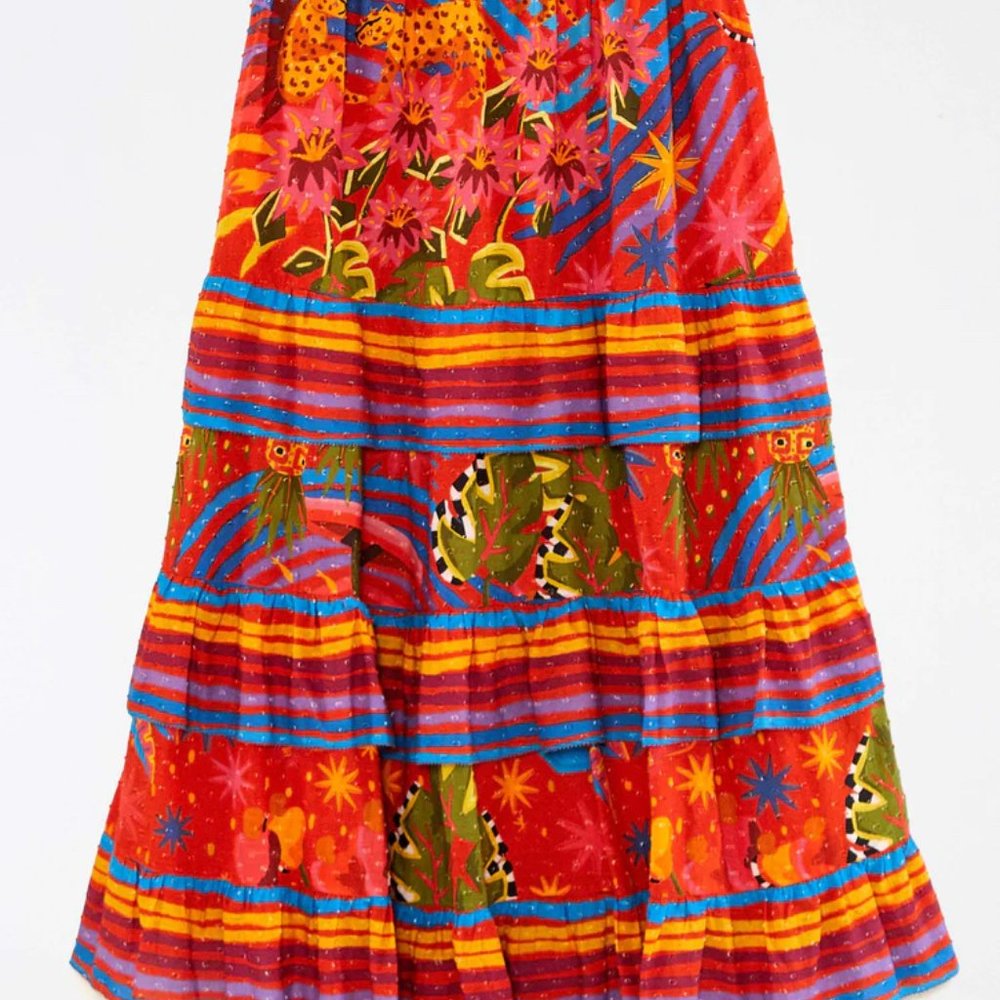 Brand NEW - FARM Rio Red Magic Forest Midi Skirt, Size M